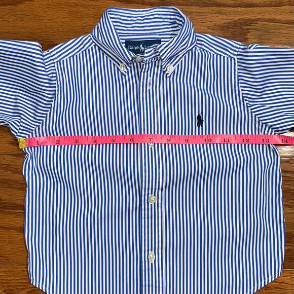 Ralph Lauren Boys Navy Striped Button Down Long Sleeve Blake Shirt Size 2/2T - Picture 9 of 12